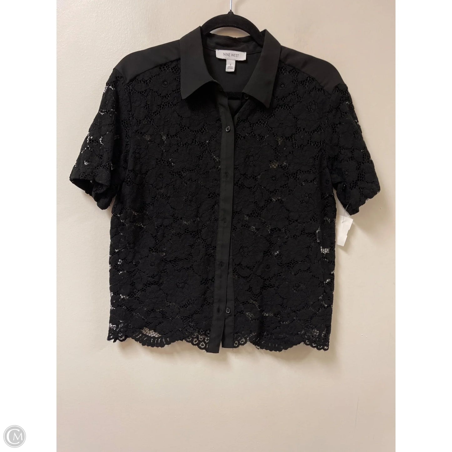 Top Short Sleeve By Nine West In Black, Size: S