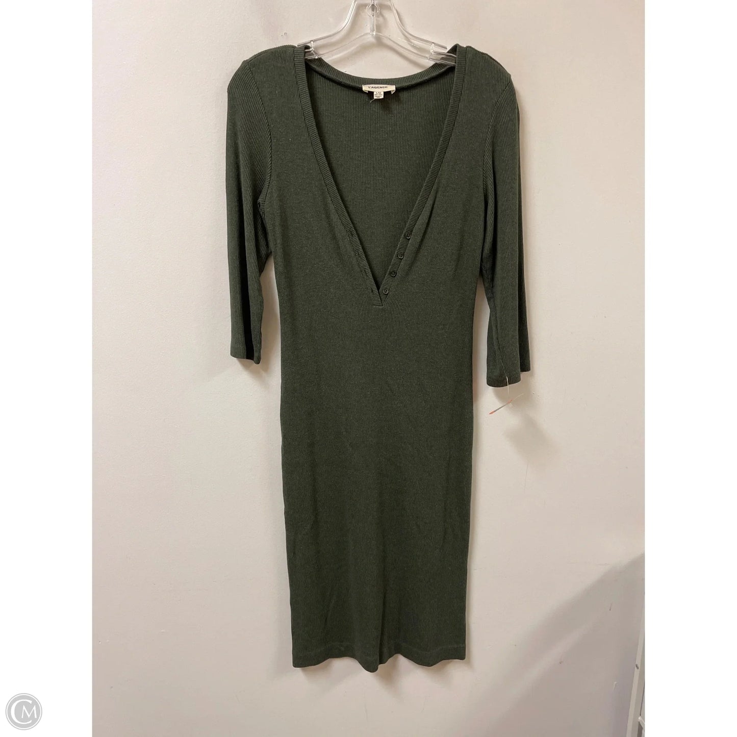 Dress Casual Midi By L Agence In Green, Size: L