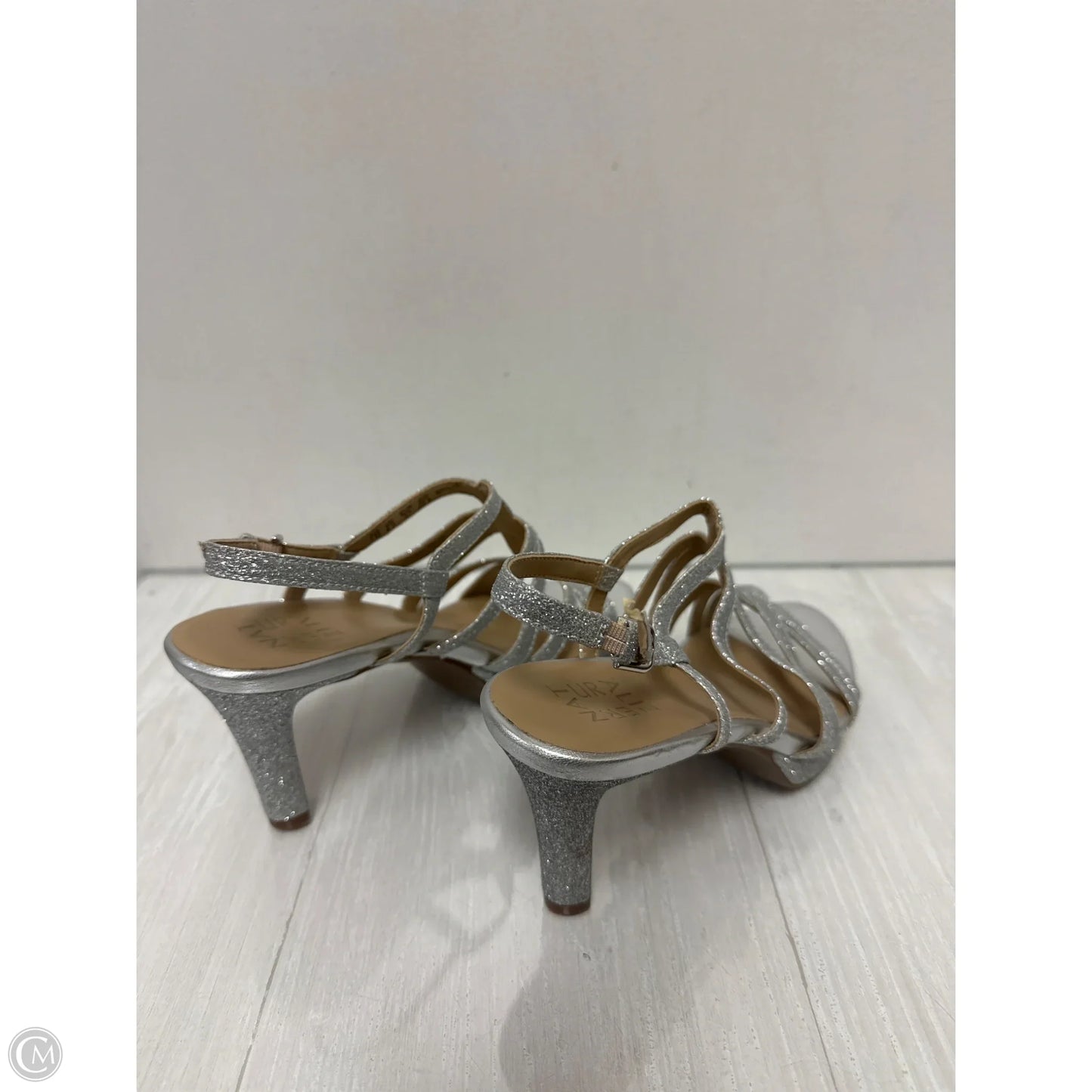 Sandals Heels Stiletto By Naturalizer In Silver, Size: 7