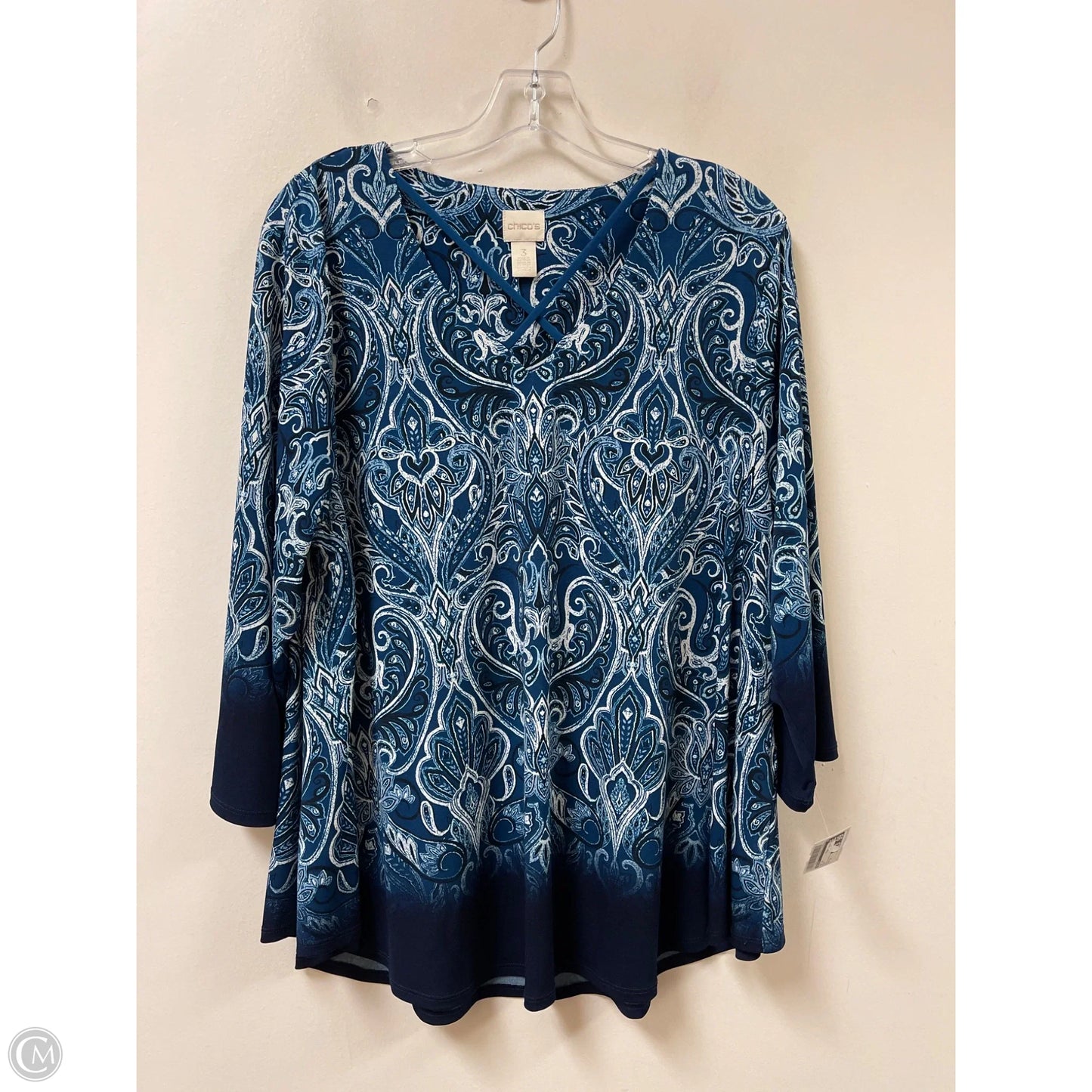 Top Long Sleeve By Chicos In Blue, Size: Xl