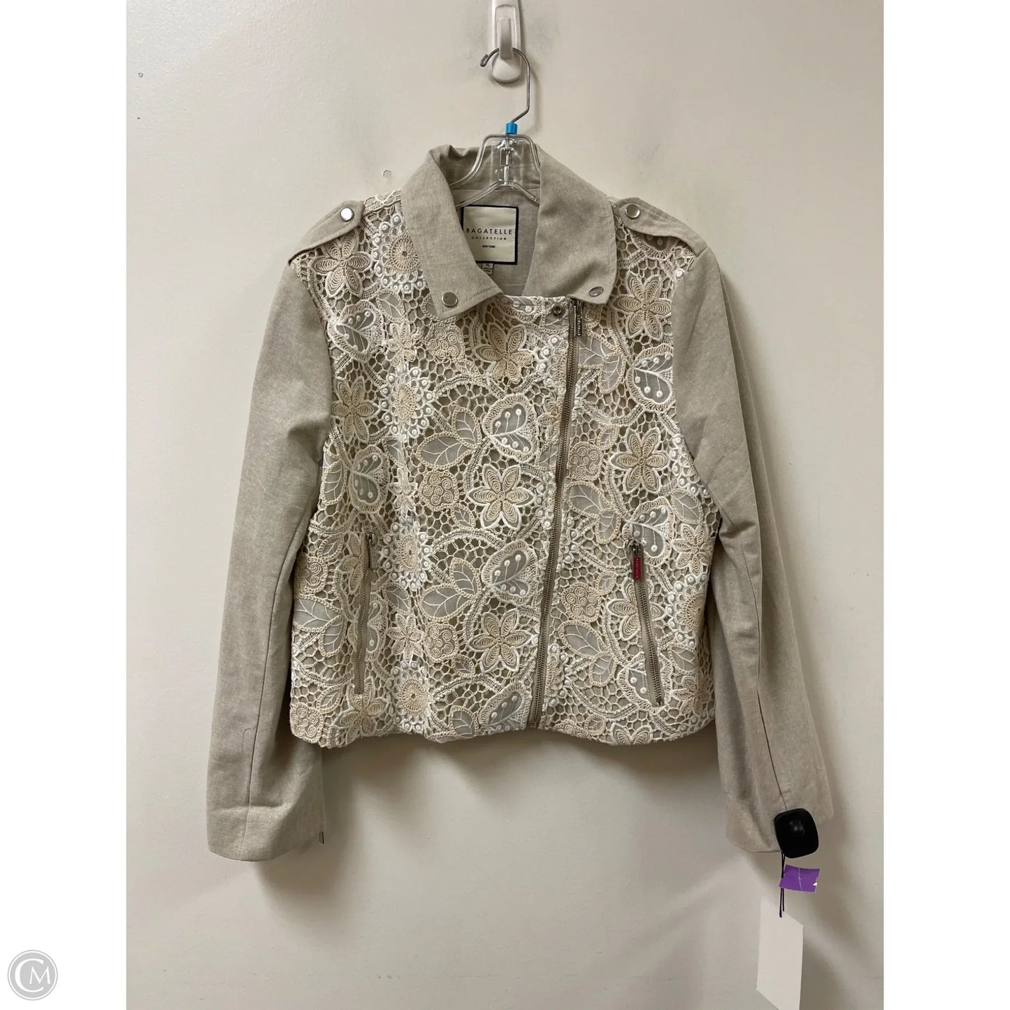 Jacket Moto By Bagatelle In Cream, Size: Xl