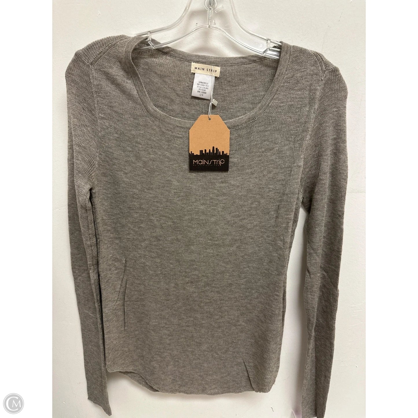 Top Long Sleeve By Main Strip In Grey, Size: L