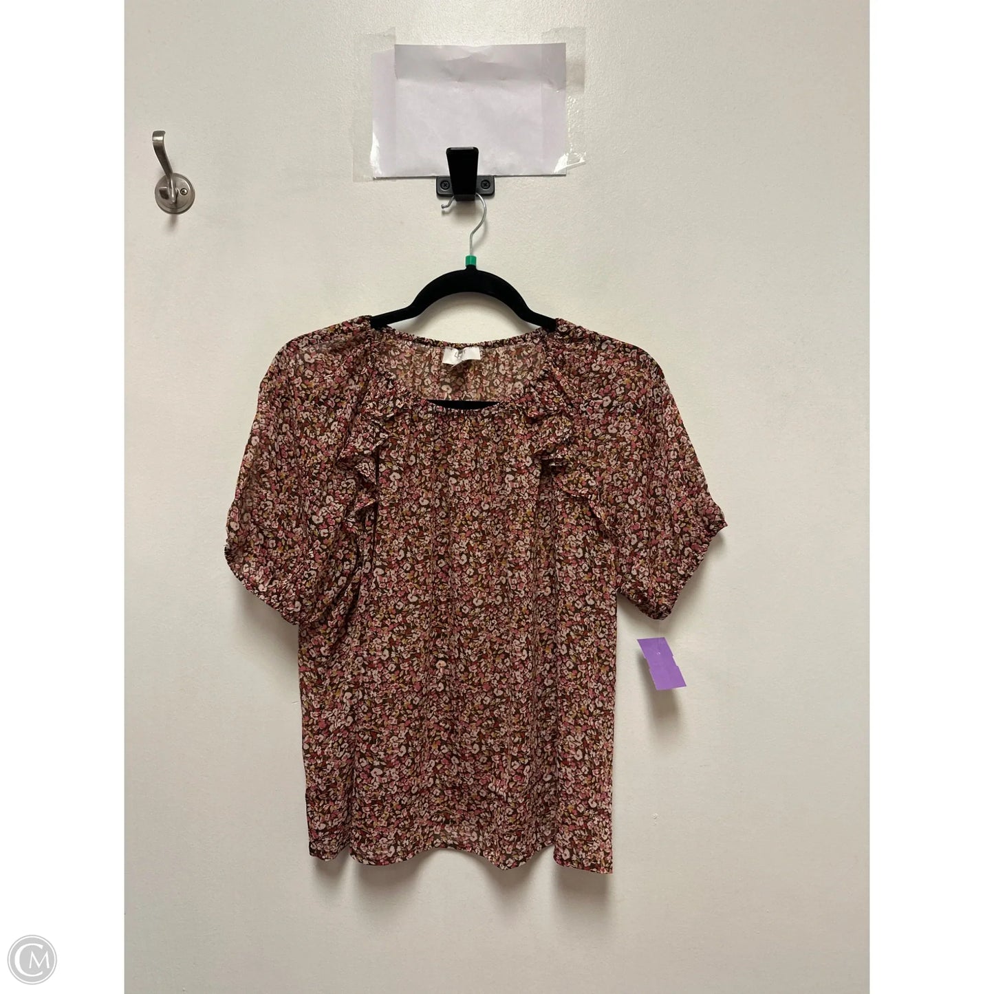 Top Short Sleeve By Loft In Brown, Size: Mp