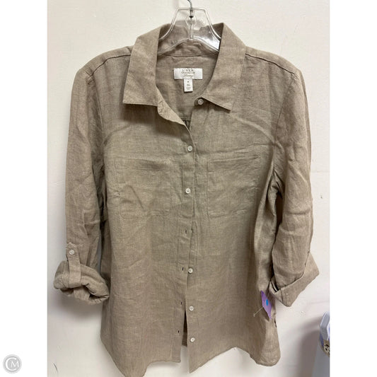 Blouse Long Sleeve By Charter Club In Tan, Size: M