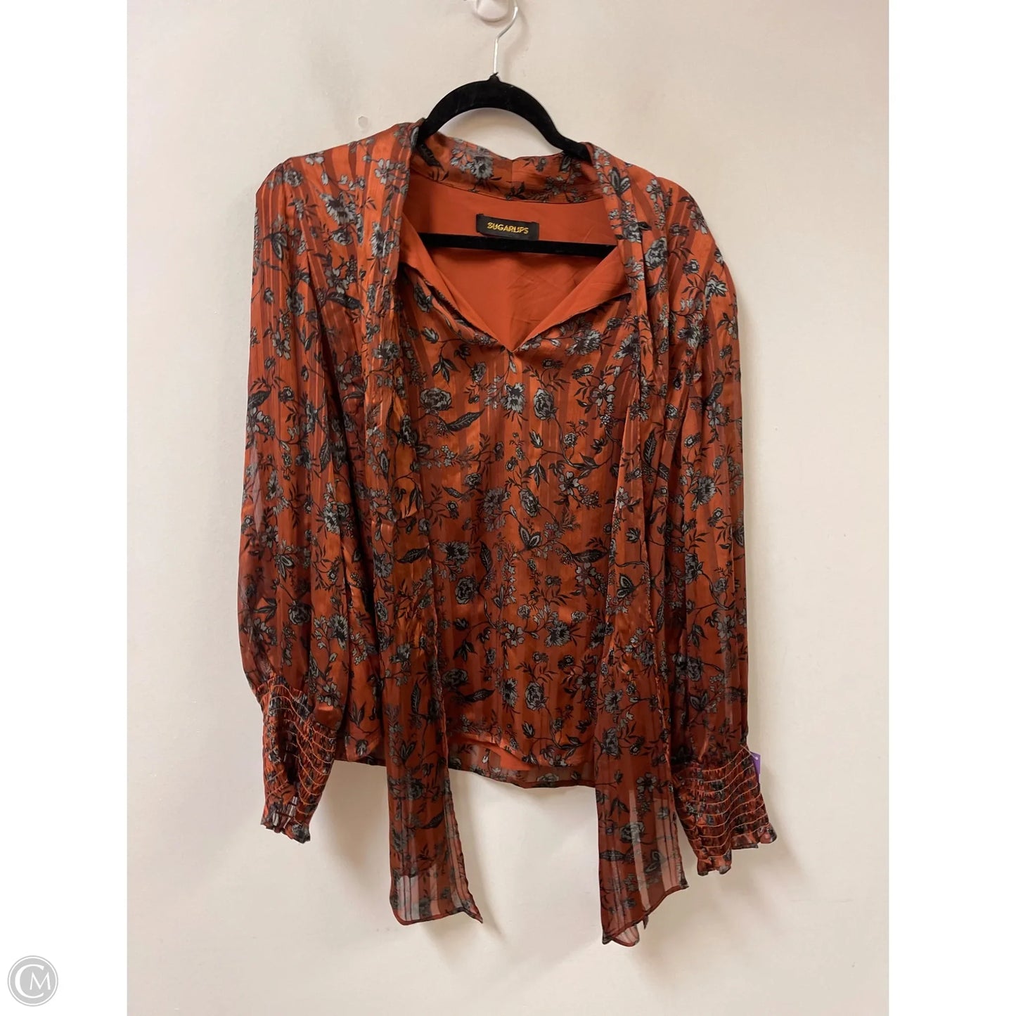 Top Long Sleeve By Sugar Lips In Orange, Size: Xl