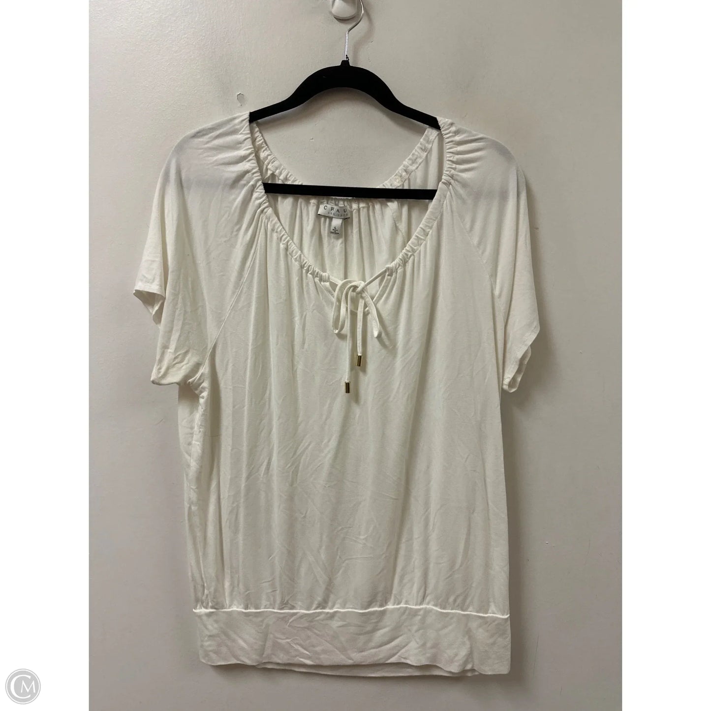 Top Short Sleeve By Chaus In Cream, Size: L