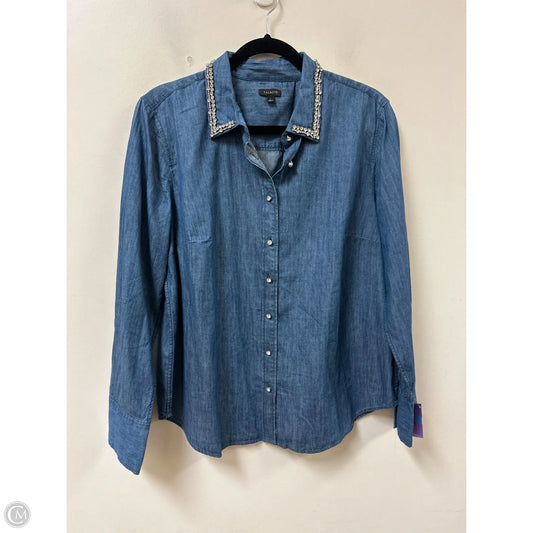 Top Long Sleeve By Talbots In Blue Denim, Size: L