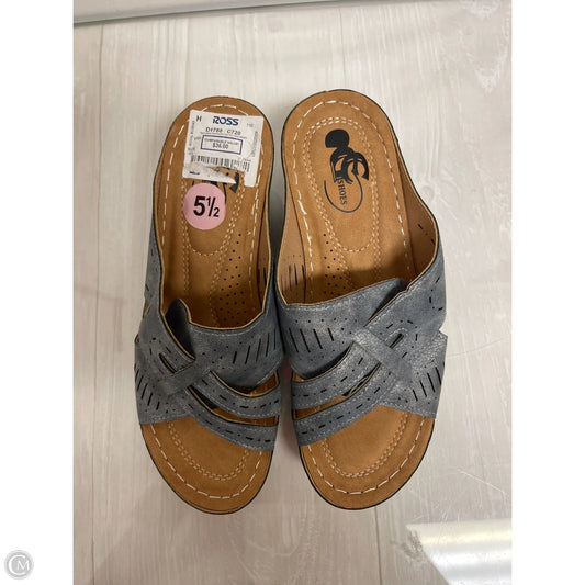 Sandals Heels Wedge By Clothes Mentor In Blue, Size: 5.5
