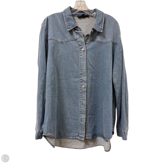 Top Long Sleeve By Jane And Delancey In Blue Denim, Size: L