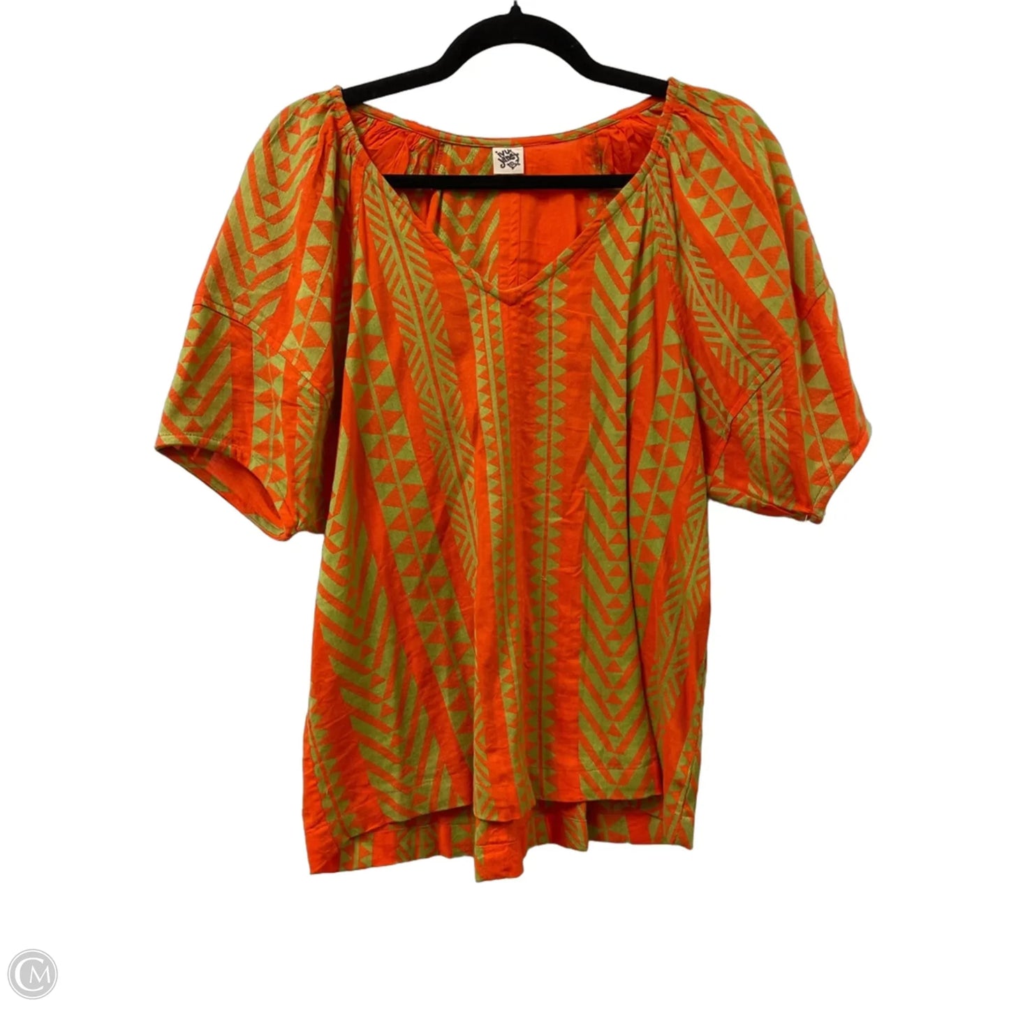 Top Short Sleeve By Ivy Jane In Green & Orange, Size: M
