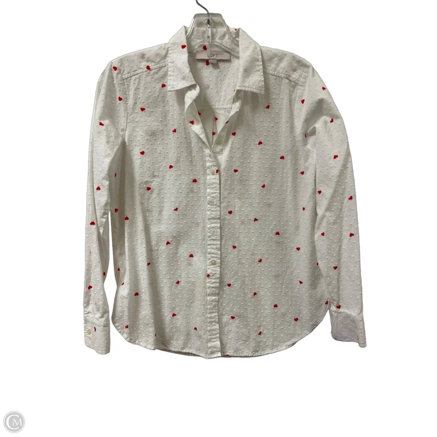 Blouse Long Sleeve By Loft In White, Size: Xs