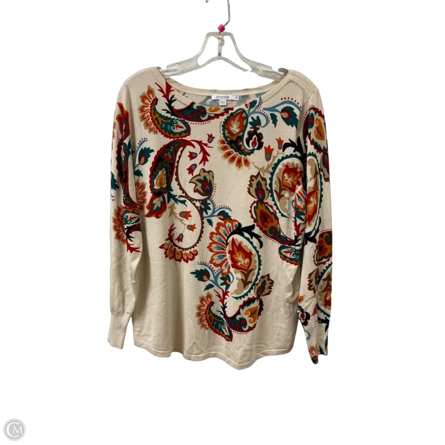 Top Long Sleeve By Chicos In Cream, Size: L