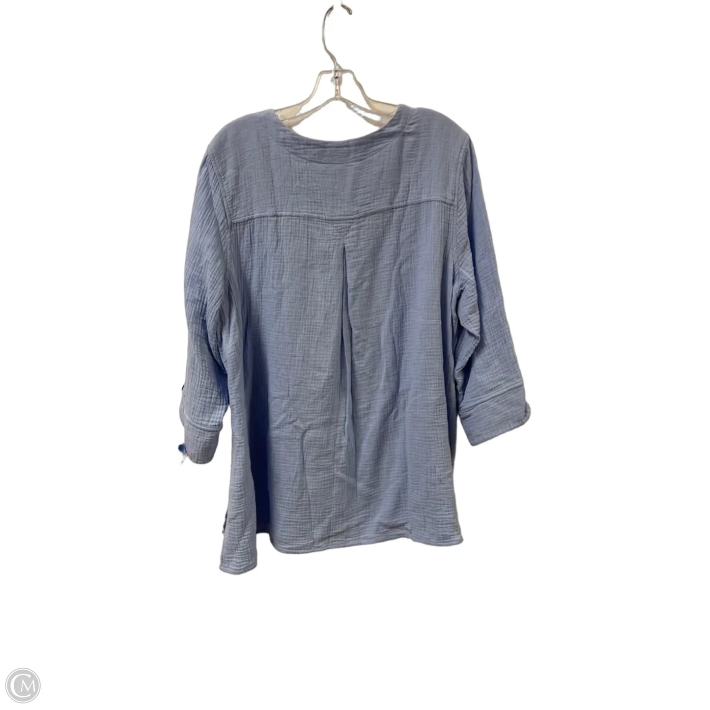 Top Long Sleeve By Foxcroft In Blue, Size: 2x