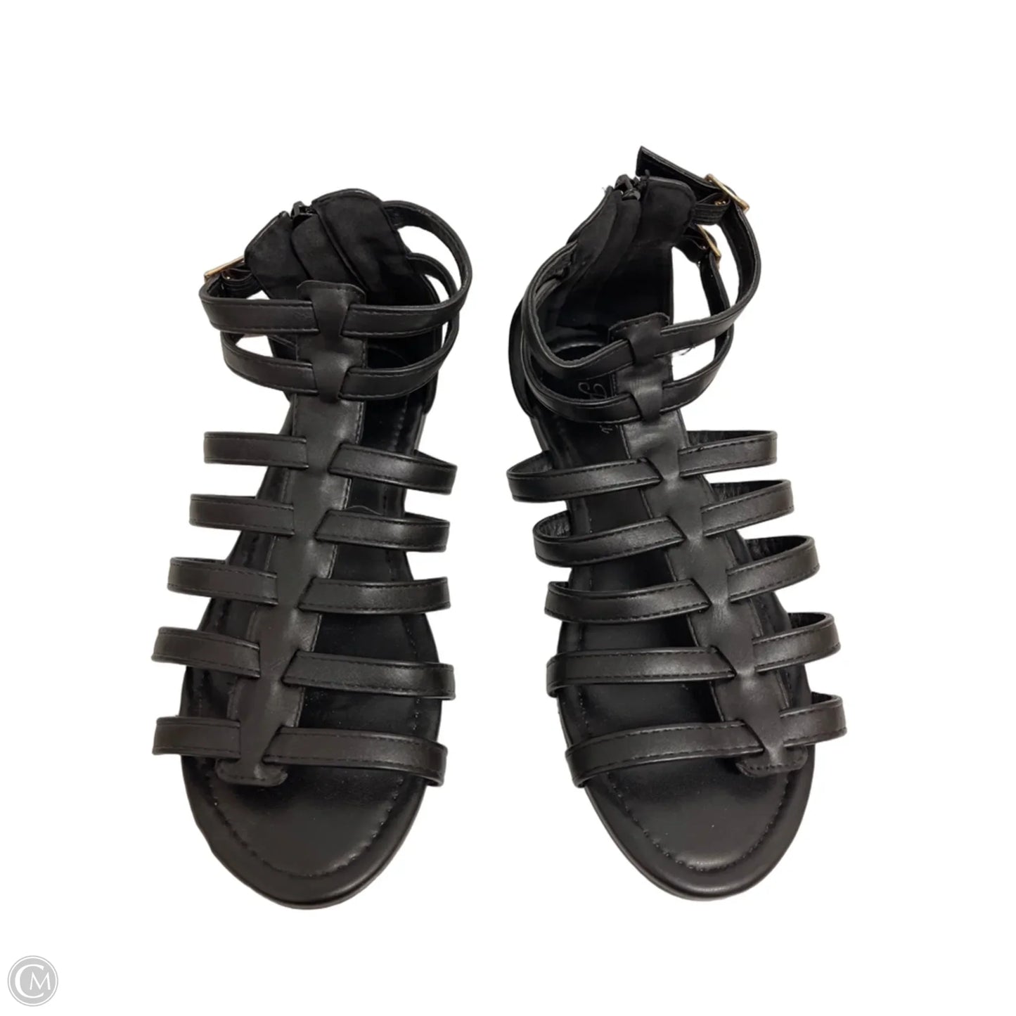 Sandals Flats By Clothes Mentor In Black, Size: 10