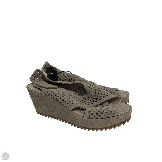 Sandals Heels Wedge By Cma In Grey, Size: 10.5