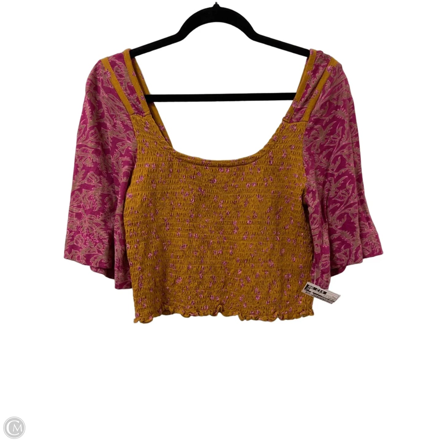 Top Short Sleeve By Free People In Orange & Pink, Size: L