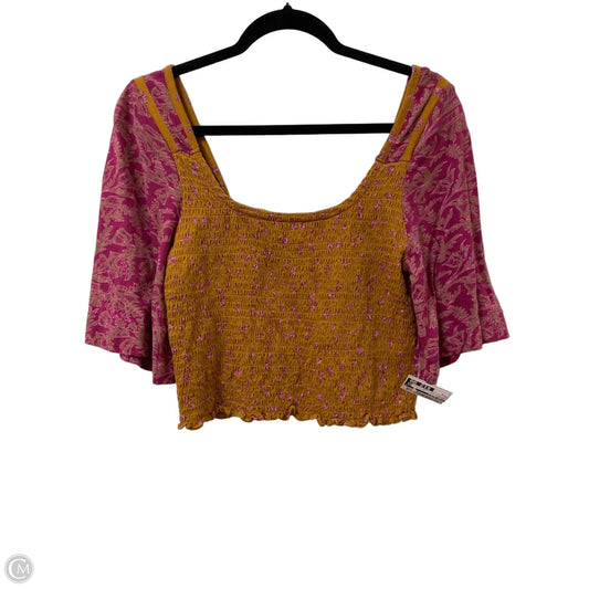 Top Short Sleeve By Free People In Orange & Pink, Size: L