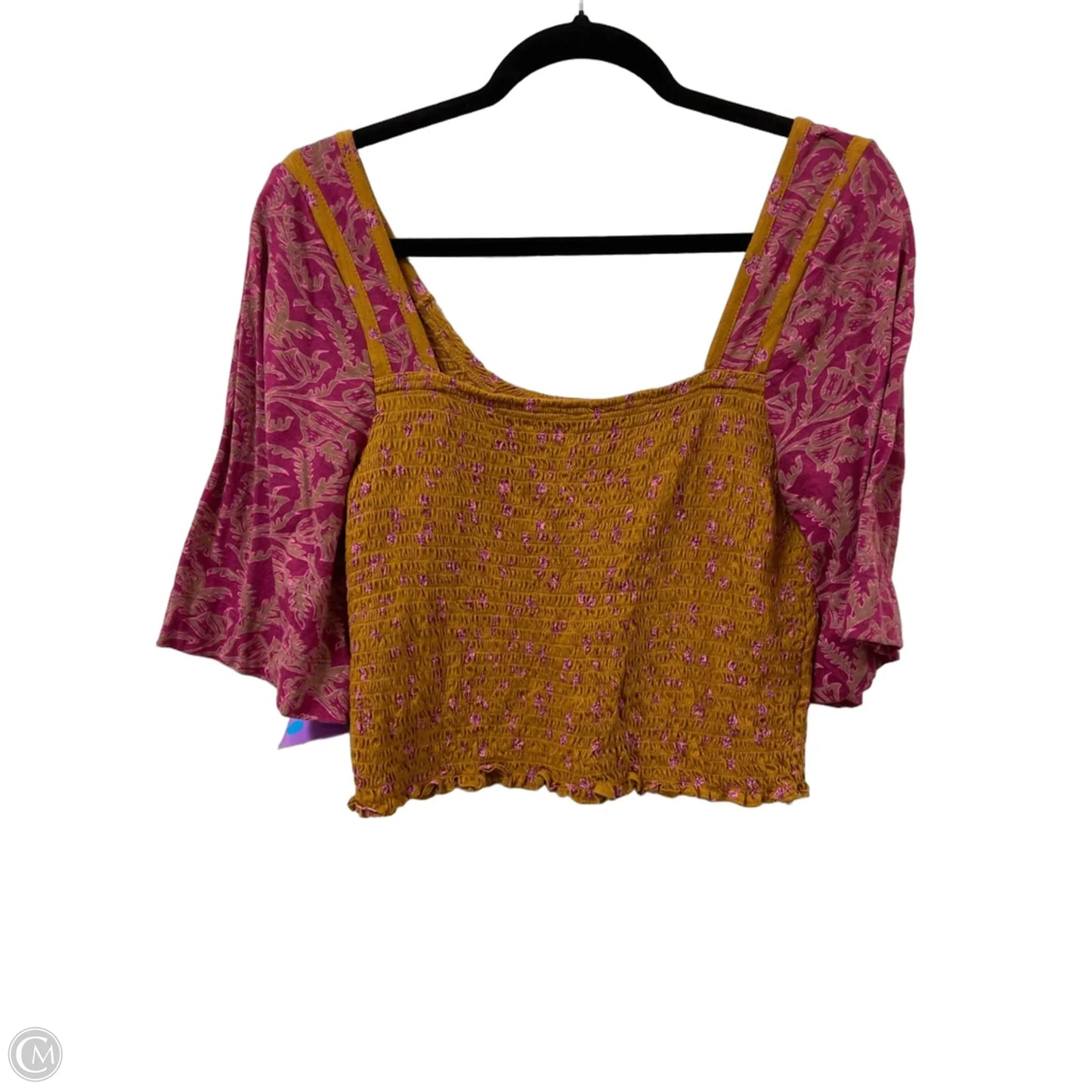 Top Short Sleeve By Free People In Orange & Pink, Size: L