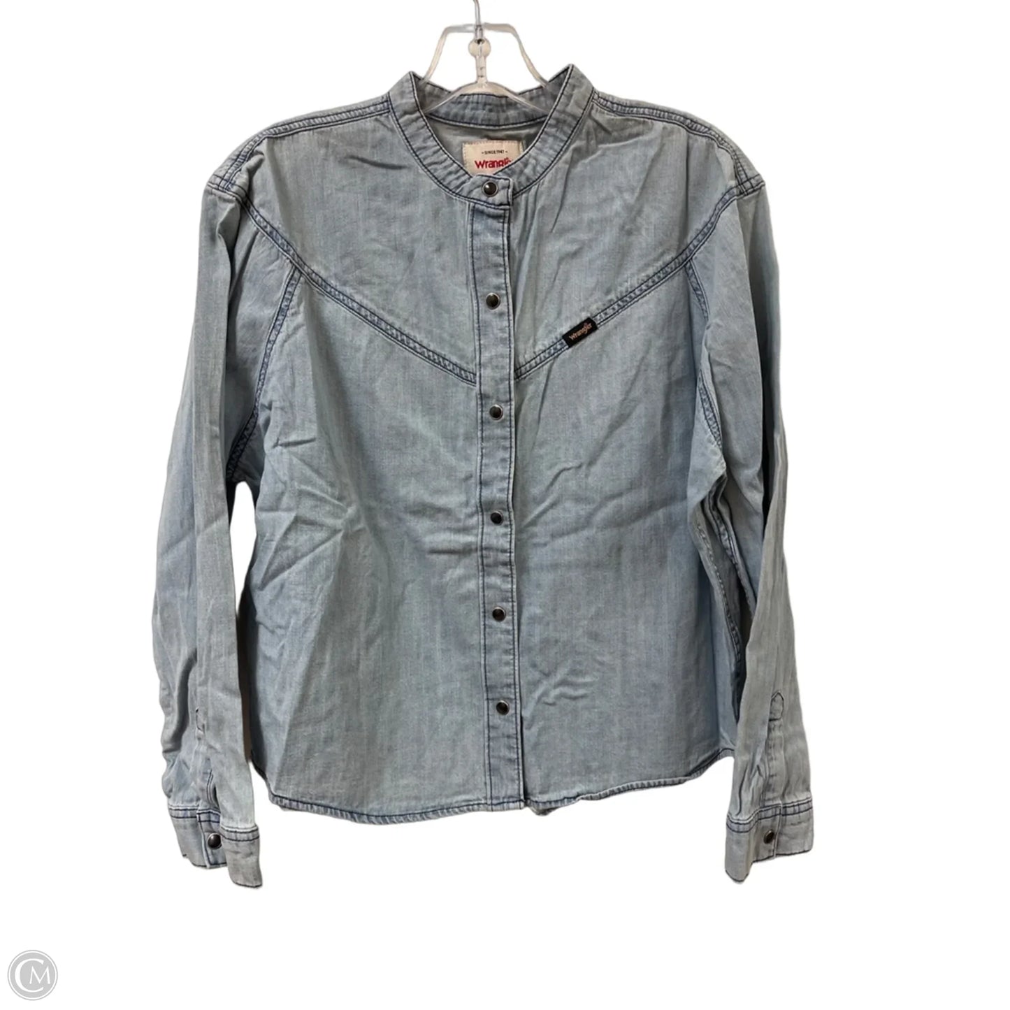 Top Long Sleeve By Wrangler In Blue, Size: M