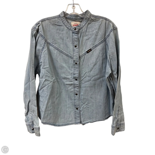 Top Long Sleeve By Wrangler In Blue, Size: M