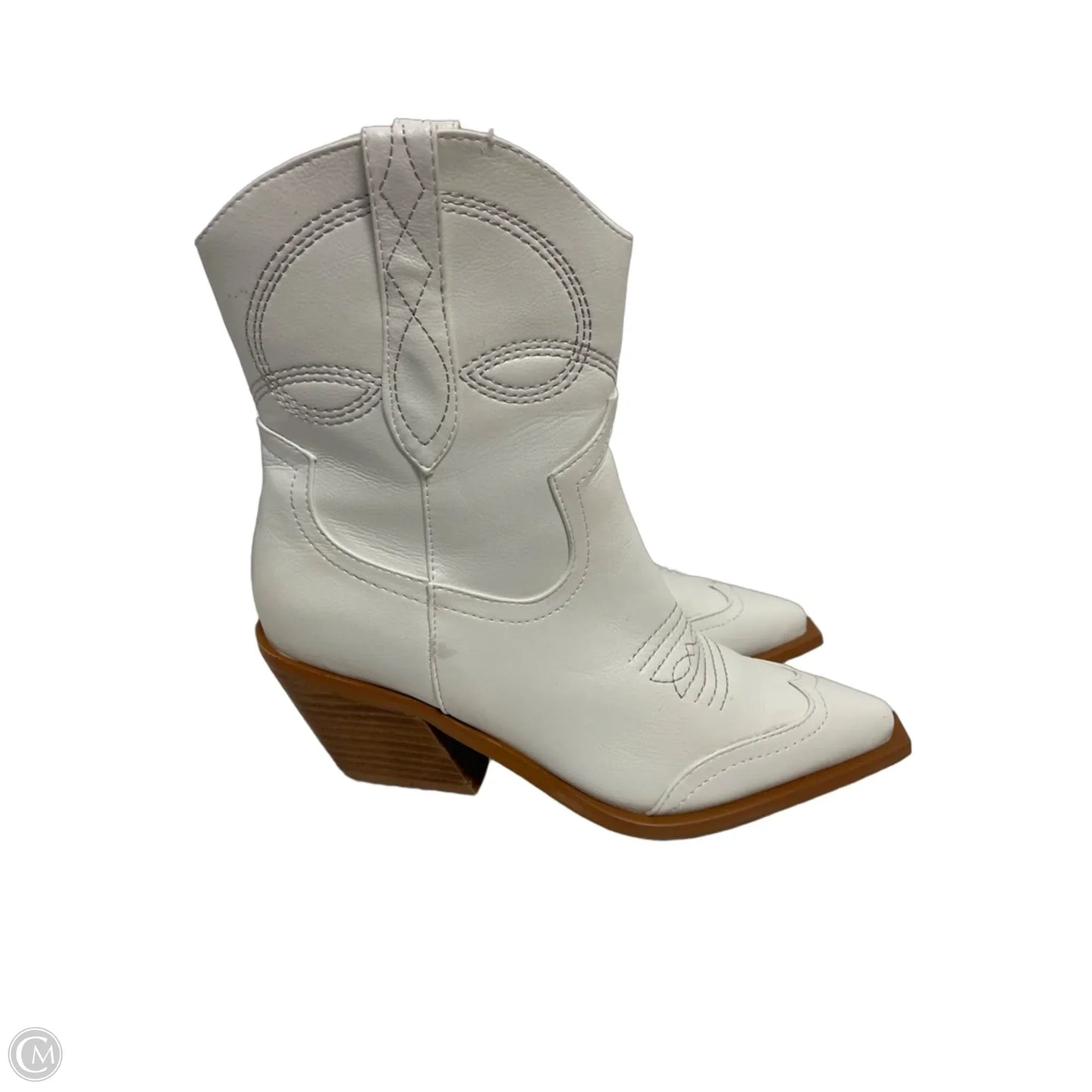 Boots Ankle Heels By Clothes Mentor In White, Size: 8