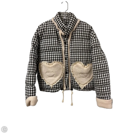 Coat Puffer & Quilted By Clothes Mentor In Black & Cream, Size: L