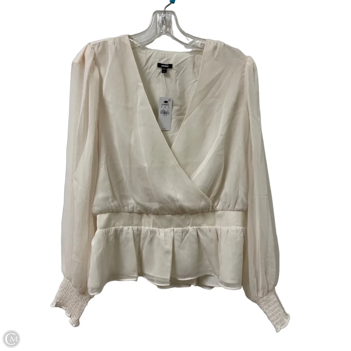 Top Long Sleeve By Express In Cream, Size: L