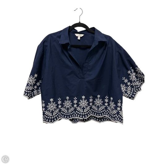 Blouse Short Sleeve By Crown And Ivy In Navy, Size: M