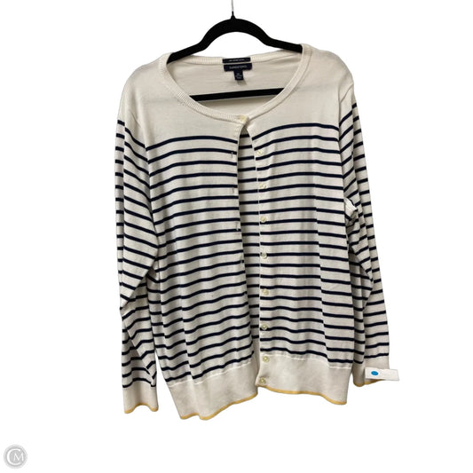 Sweater Cardigan By Lands End In White, Size: 1x