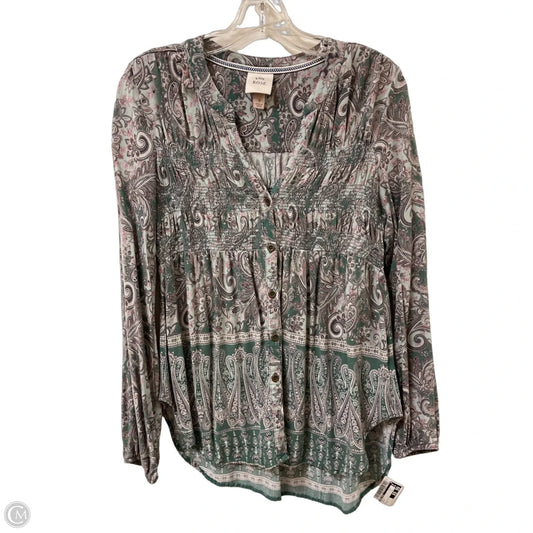 Top Long Sleeve By Knox Rose In Green, Size: S