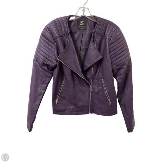 Jacket Moto By New York And Co In Purple, Size: L