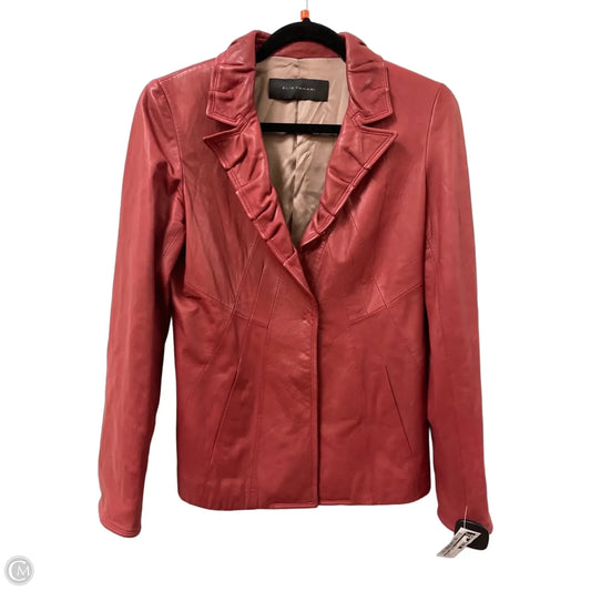 Jacket Leather By Elie Tahari In Red, Size: S