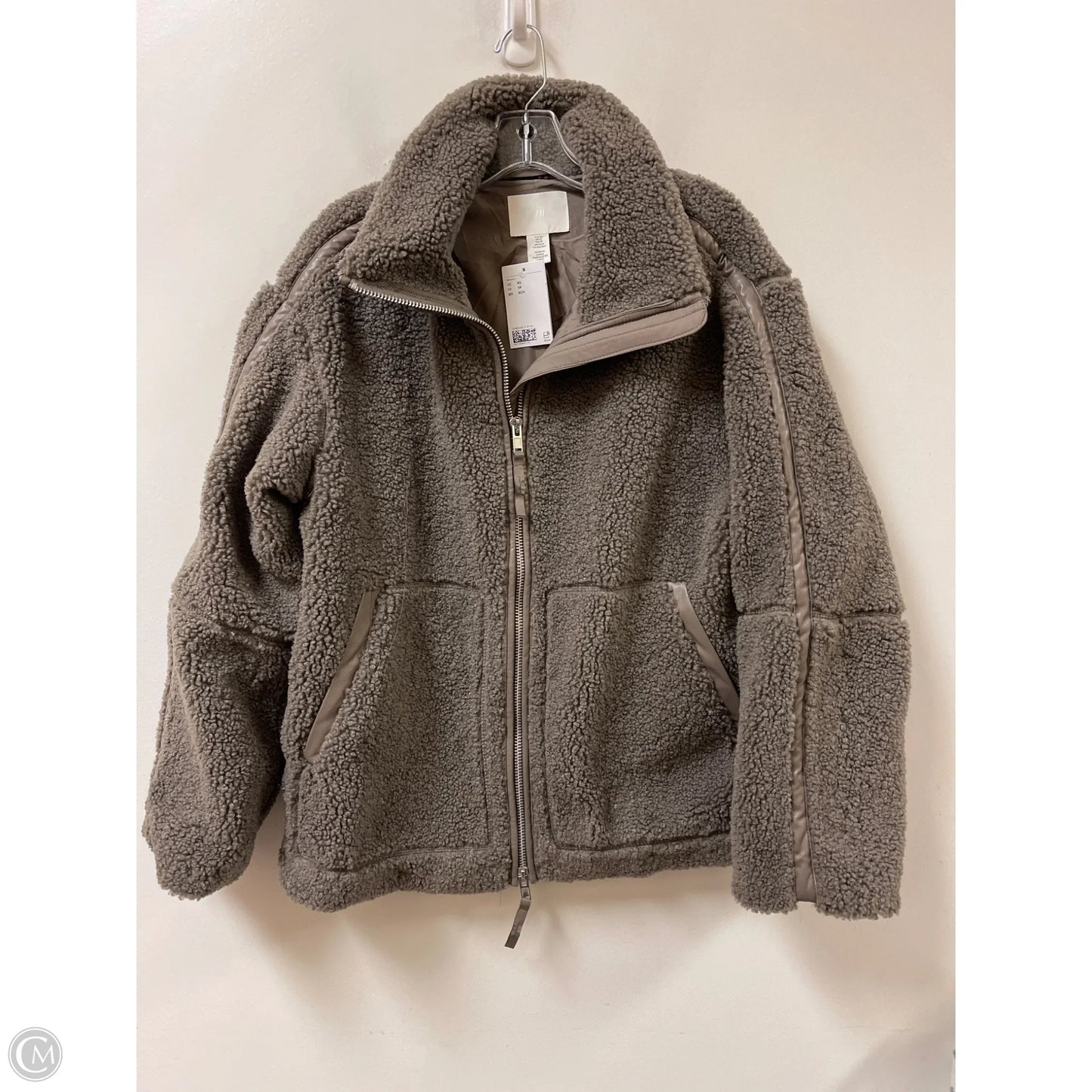 Jacket Faux Fur & Sherpa By H&m In Grey, Size: Xs