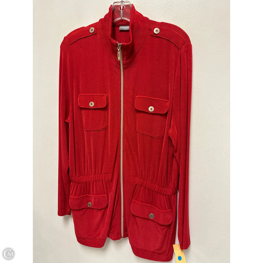 Jacket Shirt By Chicos In Red, Size: L