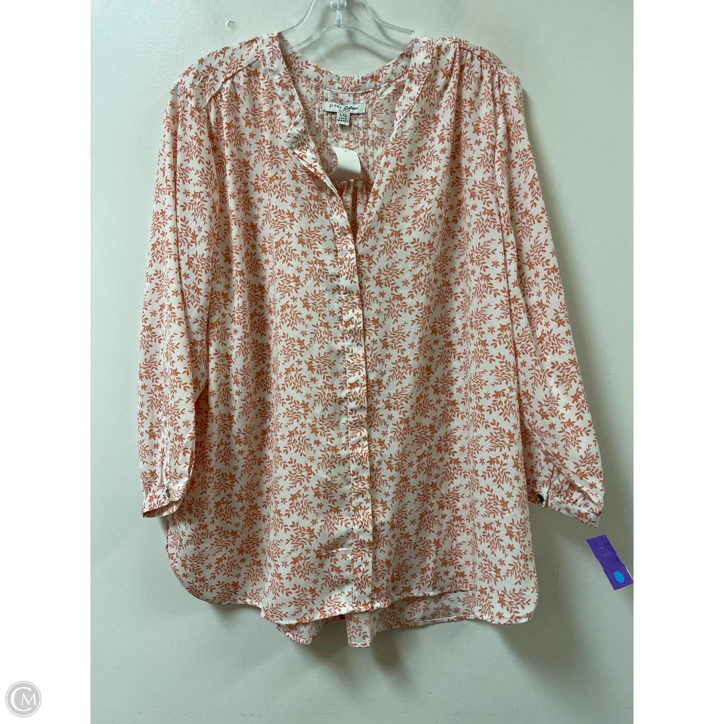 Blouse Long Sleeve By Jachs Girlfirend In Orange, Size: 2x