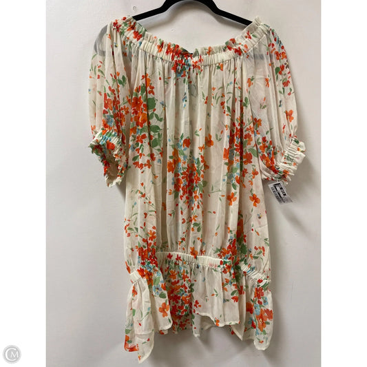 Tunic Short Sleeve By Madison In Cream, Size: L