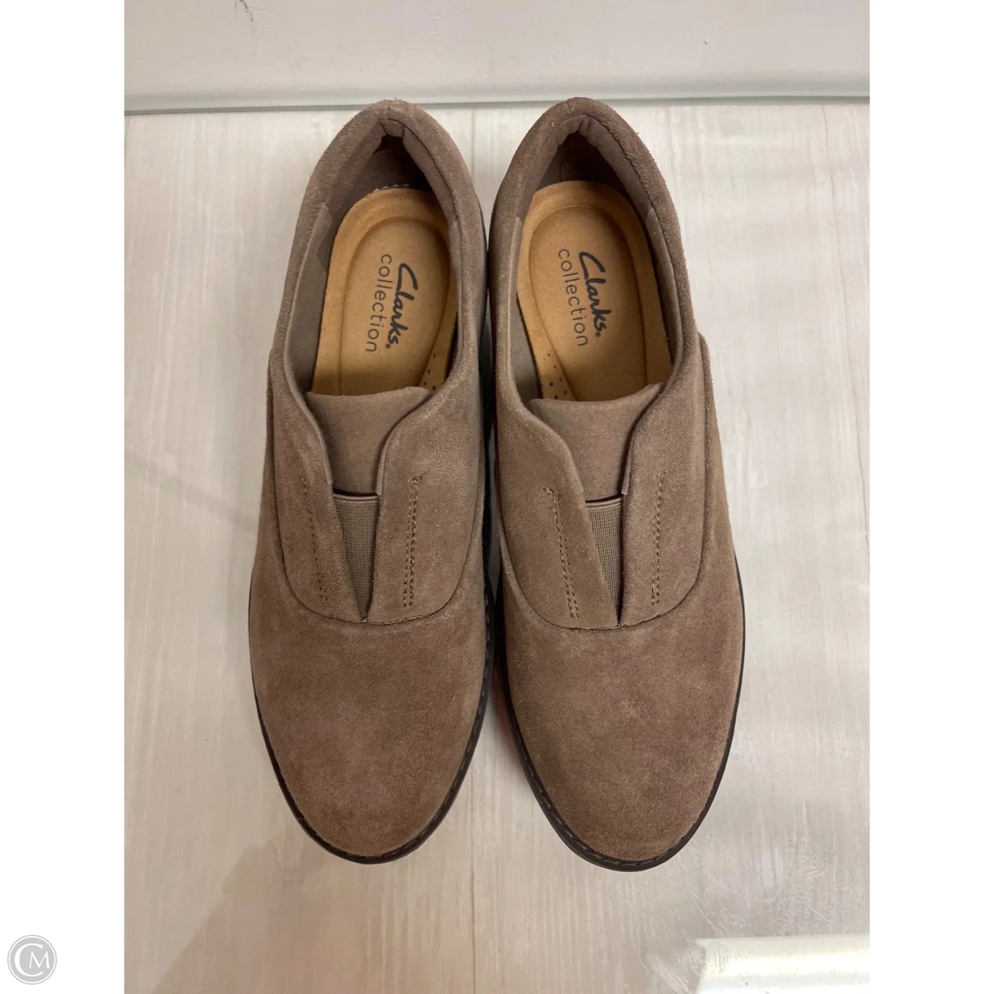 Shoes Heels Wedge By Clarks In Bronze, Size: 8.5