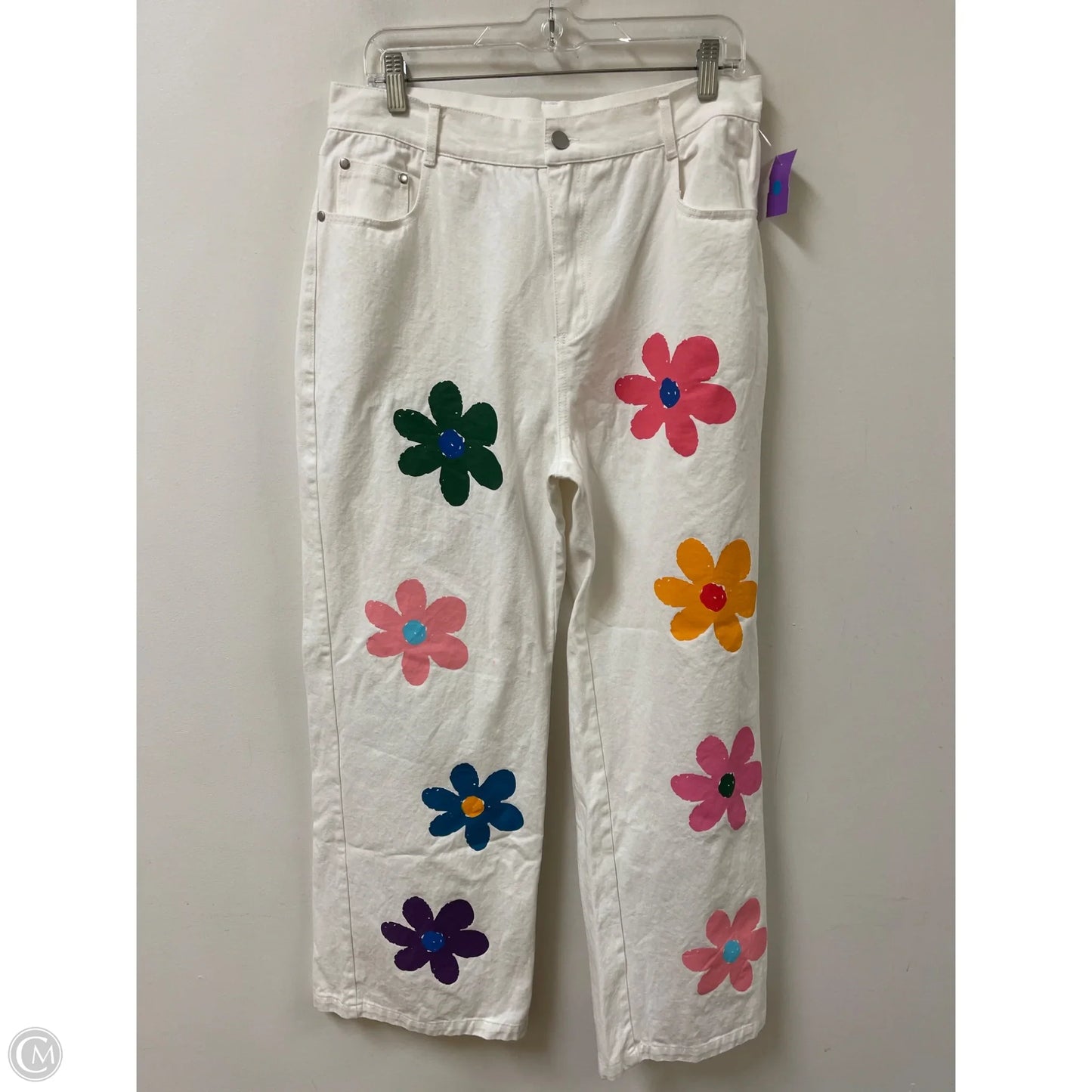 Jeans Straight By Bibi In White, Size: 14
