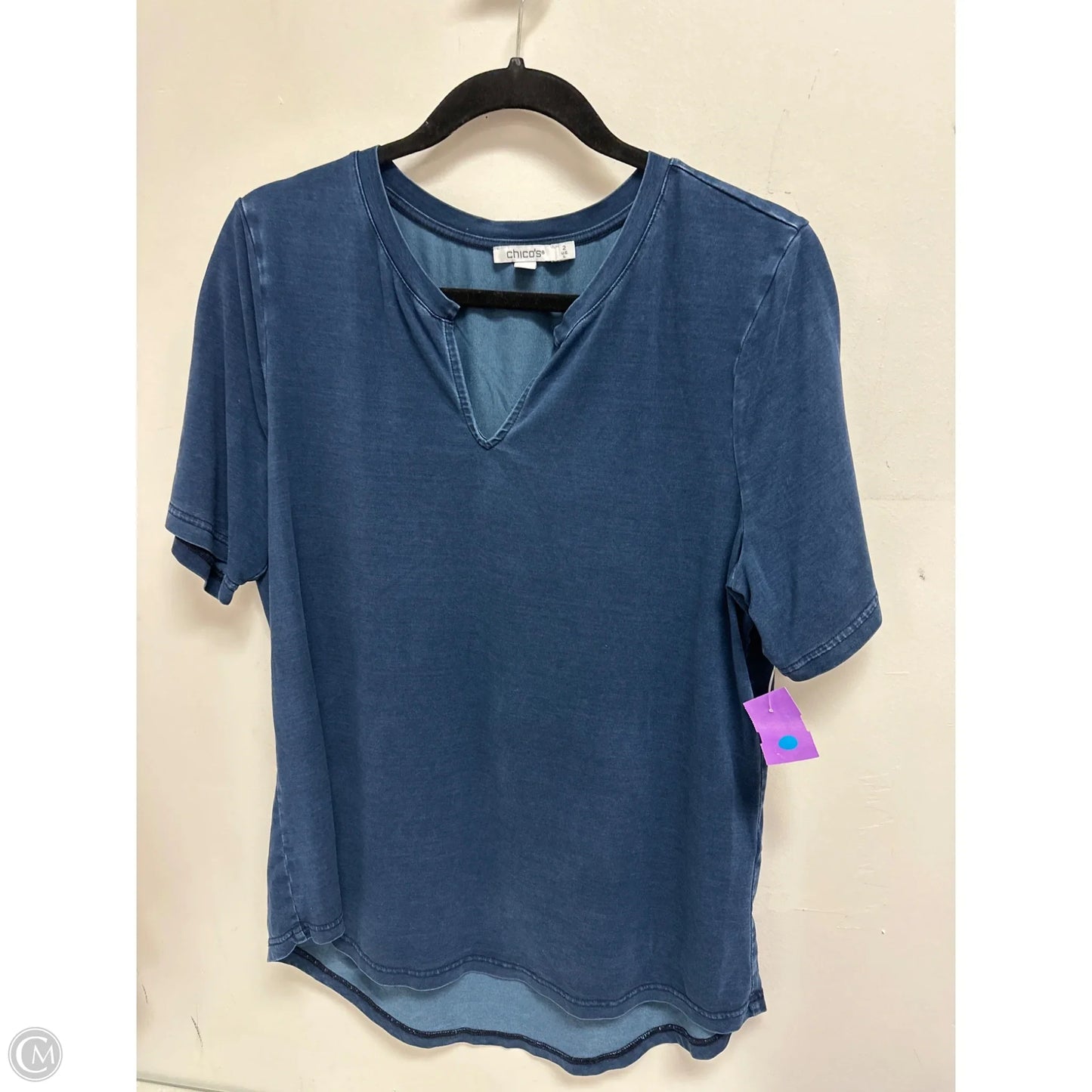 Top Short Sleeve By Chicos In Navy, Size: L