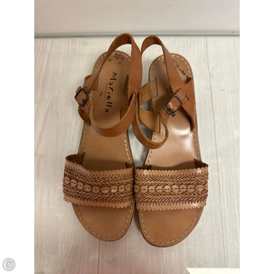 Sandals Heels Wedge By Clothes Mentor In Tan, Size: 10