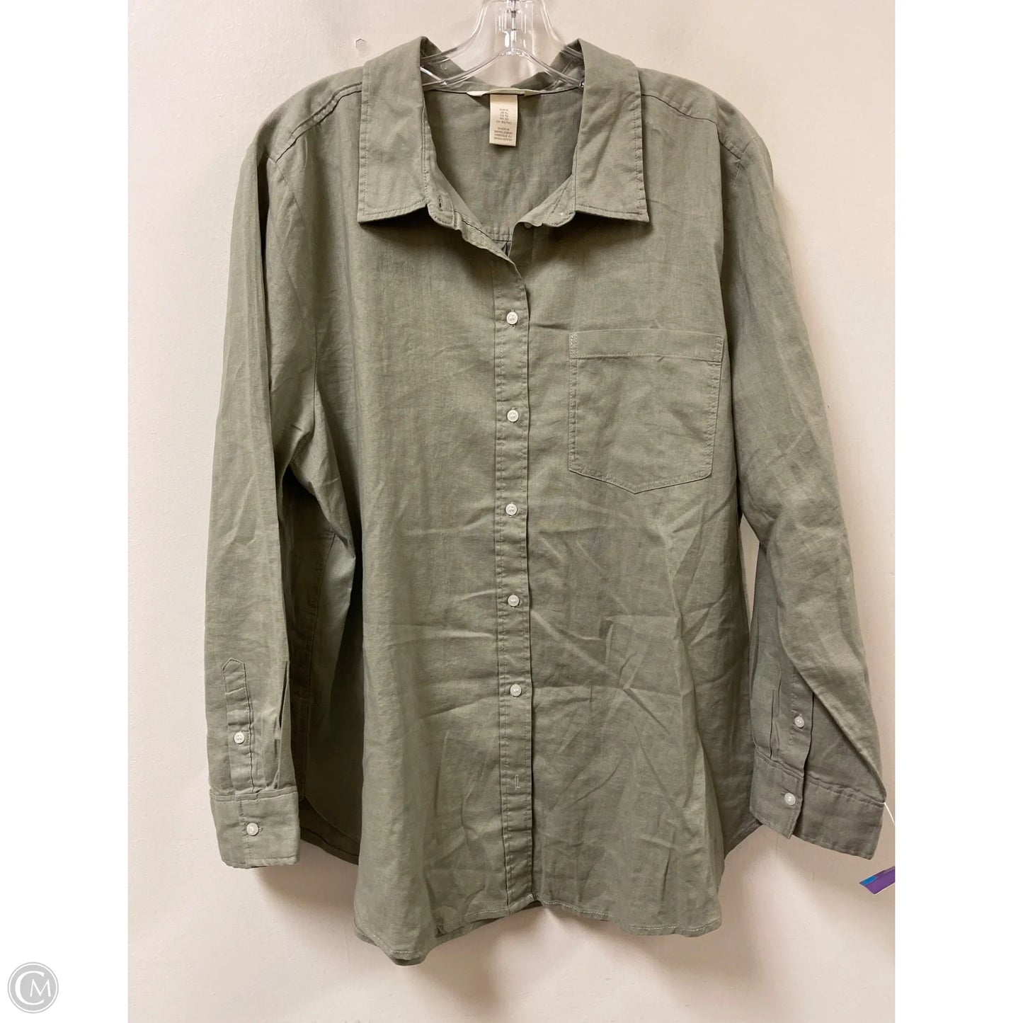 Blouse Long Sleeve By H&m In Green, Size: Xl