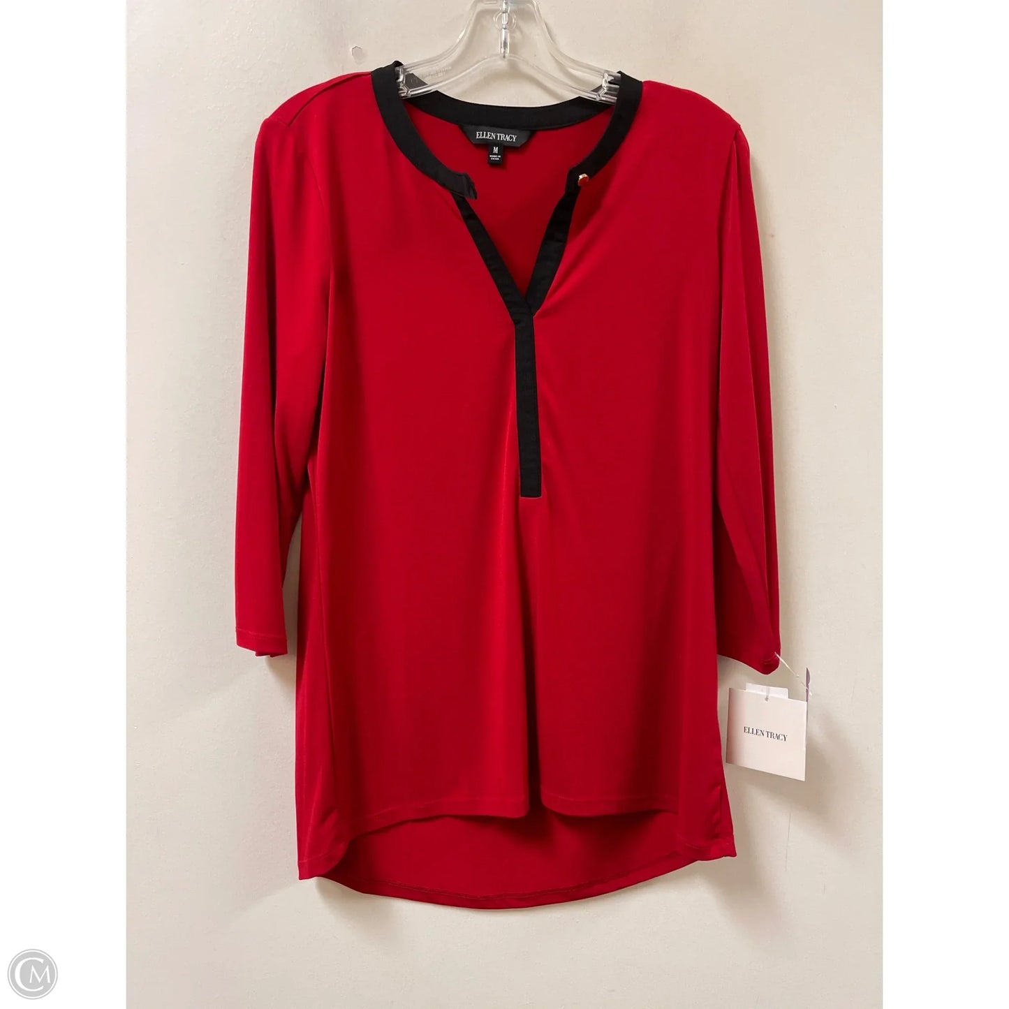 Top Long Sleeve By Ellen Tracy In Black & Red, Size: M