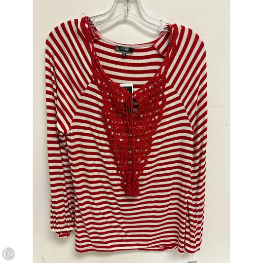Top Long Sleeve By Clothes Mentor In Red & White, Size: M