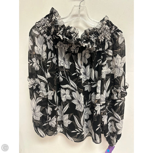 Top Long Sleeve By White House Black Market In Black & White, Size: M