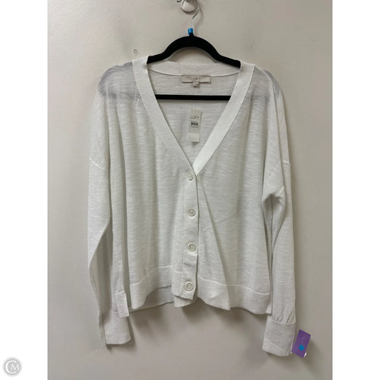 Sweater Cardigan By Loft In White, Size: L