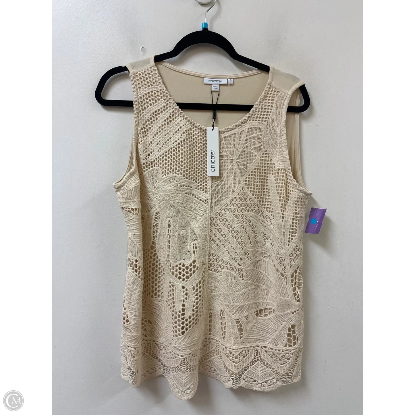 Top Sleeveless By Chicos In Cream, Size: L