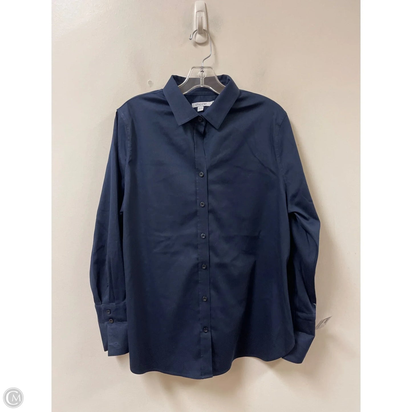 Blouse Long Sleeve By Chicos In Navy, Size: L