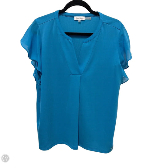 Top Short Sleeve By Calvin Klein In Blue, Size: L