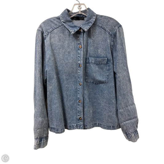 Blouse Long Sleeve By Jane And Delancey In Blue Denim, Size: M