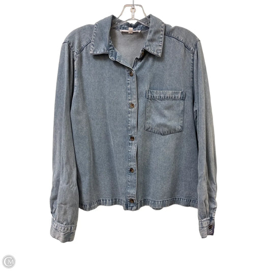 Blouse Long Sleeve By Jane And Delancey In Blue Denim, Size: L